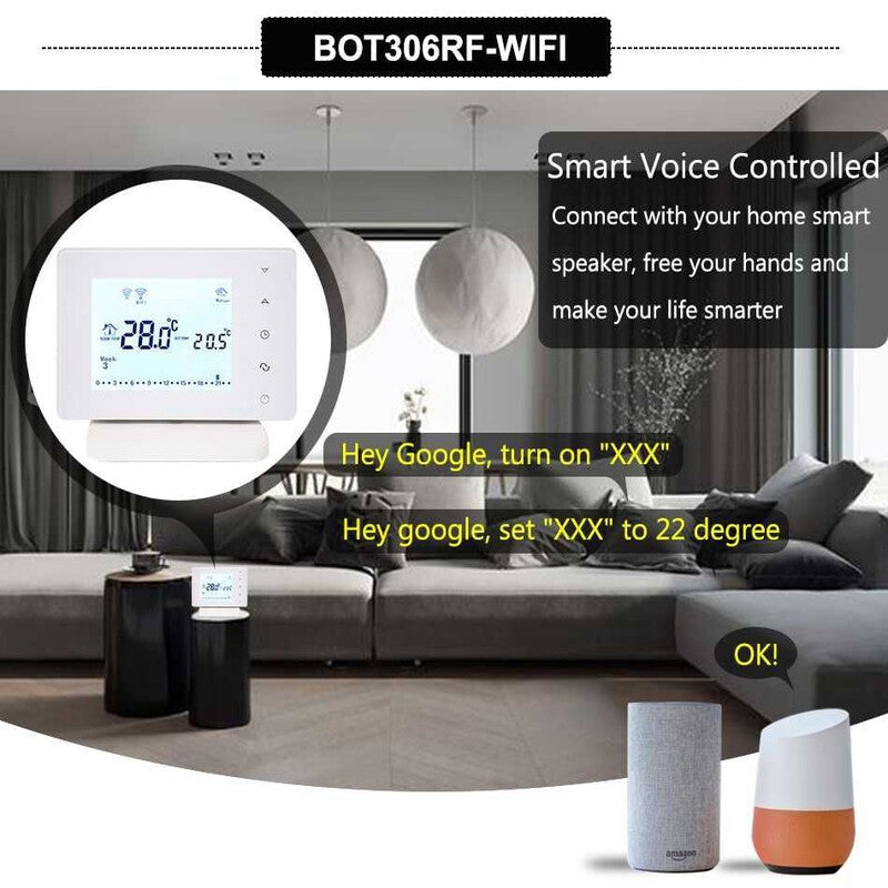 Termostat smart wireless BEOK BOT306RF-WiFi incalzire gas Termostat smart wireless BEOK BOT306RF-WiFi incalzire gas